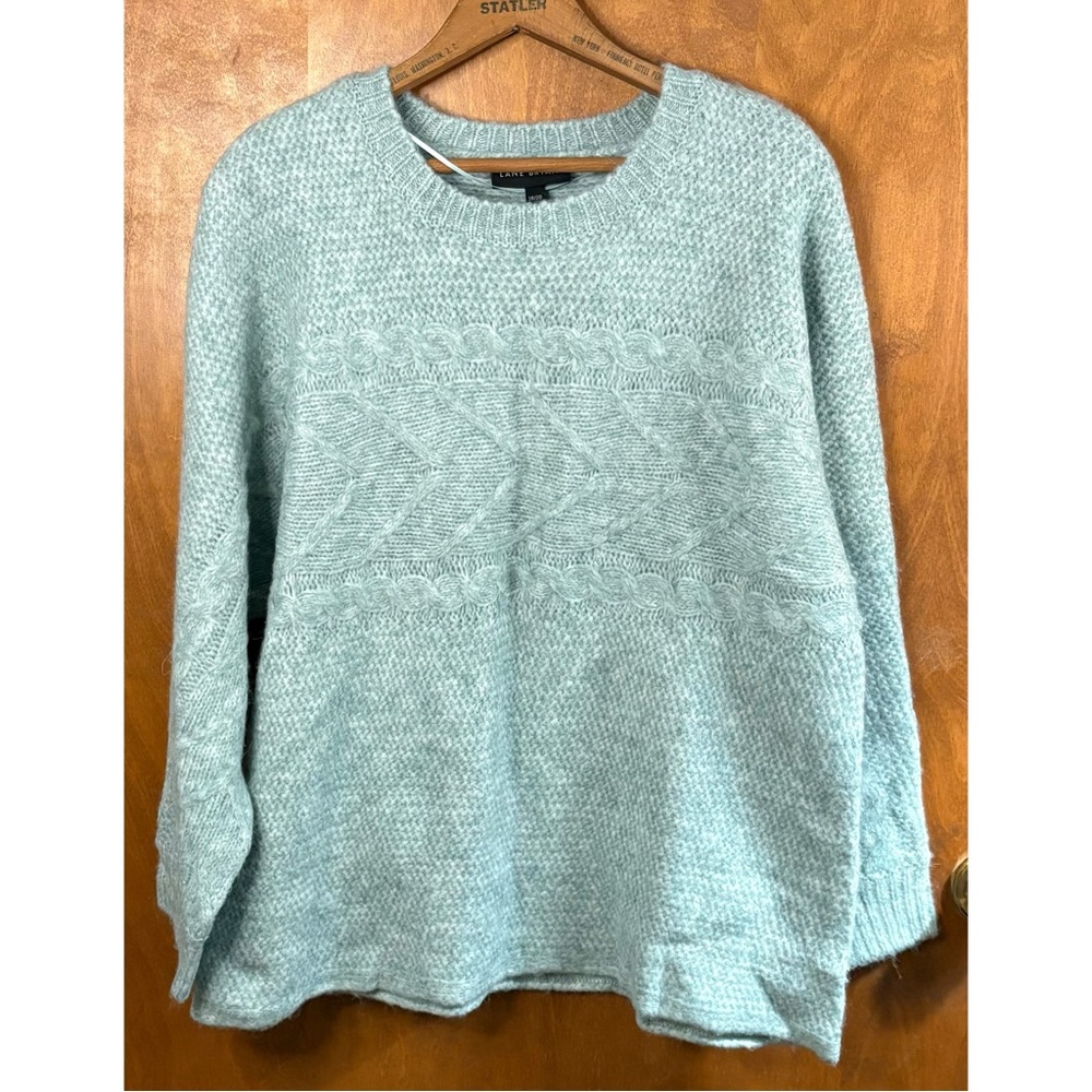 Lane Bryant Mint Green Chunky Cable Knit Fisherman Sweater NWT Oversized Slouchy